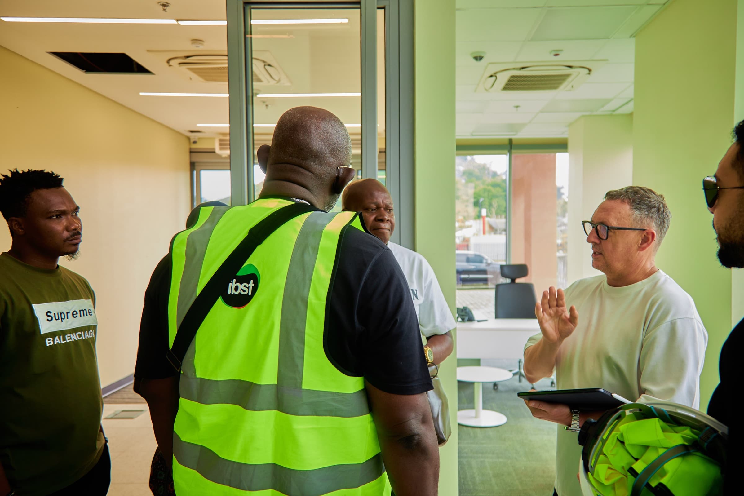 IBST team on-site during a production briefing